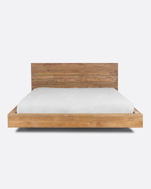 Cadre de lit NORI en bois de teck recyclé 200 x 223 x 90 cm pour matelas 180 x 200 cm