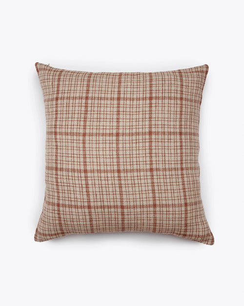 GADELA cushion cover in linen 50 x 50 cm in natural colour with terracota stripes