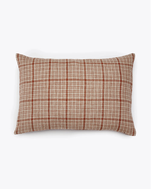 GADELA cushion cover in linen 60 x 40 cm in natural colour with terracota stripes