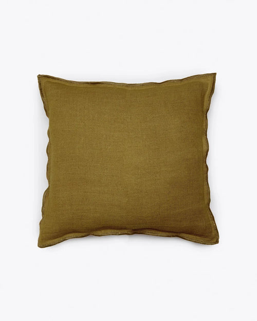 Housse de coussin KAURA en lin 50 x 50 cm en moutarde