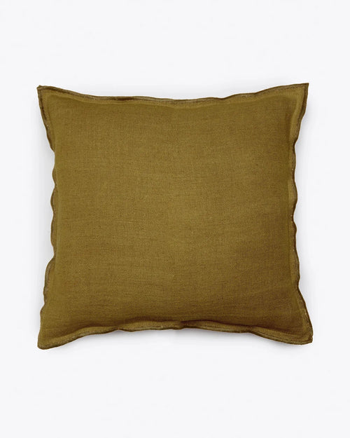 Housse de coussin KAURA en lin 60 x 60 cm en moutarde