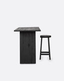 Mesa alta EROSI de madera de teca reciclada 180 x 80 x 105 cm en color negro