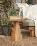 Mesa auxiliar de exterior JATI de madera de teca Ø 50 cm x 48 cm de altura