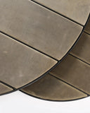 Mesa auxiliar nido RENGAR de hierro y piel. Set de dos unidades Ø 90 x 41 cm de altura y Ø 60 cm x 36 cm de altura