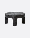 Mesa auxiliar RIVIA de madera de suar Ø 60 cm x 30 cm de altura en color negro