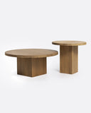 Mesa de centro BALARI de madera de teca reciclada Ø 75 cm x 32 cm de altura en color natural
