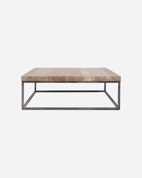 Table basse CUB en bois de teck recyclé et fer 100 x 100 x 35 cm