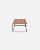 Mesa de centro de exterior ONETWO de madera de teca reciclada y hierro 150 x 60 x 35 cm