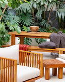 Mesa auxiliar de exterior STRAUSS de madera de teca reciclada 50 x 50 x 35 cm