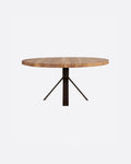 Mesa de comedor JATI de madera de teca reciclada y hierro Ø 130 cm x 76 cm de altura