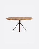 Mesa de comedor JATI de madera de teca reciclada y hierro Ø 130 cm x 76 cm de altura
