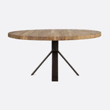 Table à manger JATI en bois de teck recyclé et fer Ø 160 cm x 76 cm de hauteur