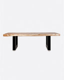 Mesa de comedor QUEEN de madera de suar y hierro 220 x ancho variable de 70 a 120 cm