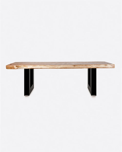 Mesa de comedor QUEEN de madera de suar y hierro 260 x ancho variable de 70 a 120 cm