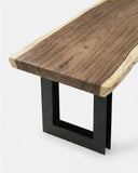 Mesa de comedor QUEEN de madera de suar y hierro 260 x ancho variable de 70 a 120 cm