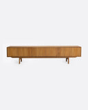Mueble de TV BALARI de madera de teca reciclada 220 x 40 x 50 cm en color natural
