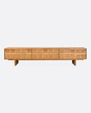Mueble de TV RIJAL de madera de teca reciclada 240 x 45 x 51 cm en color natural