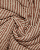 Pie de cama NOHAR de lino 220 x 100 cm en color natural con rayas marrones