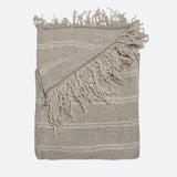 Plaid KURUVA en lin 170 x 130 cm avec rayures blanches