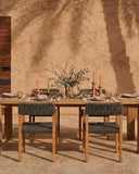 Silla de exterior CORA de madera de teca y cuerda sintética 52 x 55 x 77 cm en color natural y negro