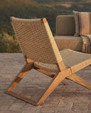 Silla lounge de exterior LAWIT de madera de teca y cuerda sintética 62 x 80 x 73 cm