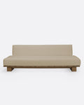 Canapé d'extérieur CORA 4 places en bois de teck et corde synthétique 240 x 100 x 72 cm en couleur naturelle et textile natu