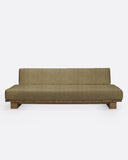 Sofá de exterior CORA 4 plazas en teca natural y cuerda sintética, 240 × 100 × 72 cm, con tapizado color arena (Sand)
