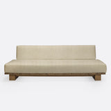 Canapé d'extérieur CORA 4 places en teck naturel et corde synthétique, 240 x 100 x 72 cm, avec tapisserie couleur ivoire (Ivory)