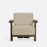 PANJANG 1-seater outdoor sofa in teak wood 88 x 83 x 81 cm in weathered finish and natural upholstery