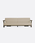 PANJANG 3/4-seater outdoor sofa in teak wood 260 x 83 x 81 cm in weathered finish and natural upholstery
