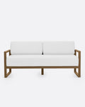 Sofá de exterior SELMA 2/3 plazas de madera de teca 170 x 83 x 67 cm en color natural y tapicería blanca