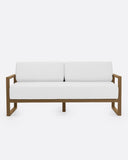 Sofá de exterior SELMA 2/3 plazas de madera de teca 170 x 83 x 67 cm en color natural y tapicería blanca