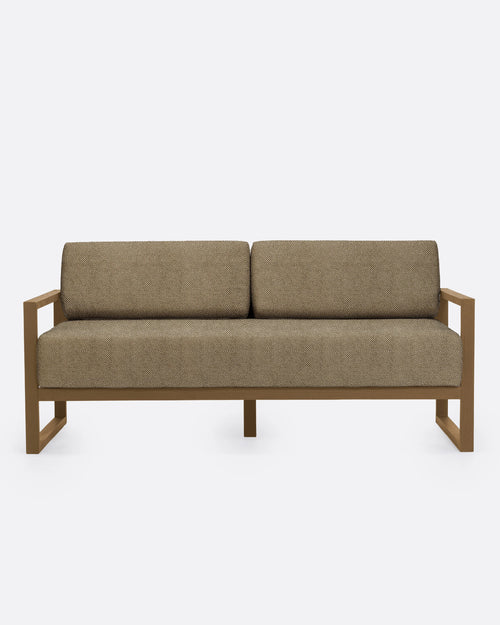 Canapé d’extérieur SELMA 2/3 places en teck naturel, 170 × 83 × 67 cm, avec tapisserie couleur sable (Sand)