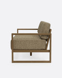 Sofá de exterior SELMA 2/3 plazas en teca natural, 170 x 83 x 67 cm, con tapizado color arena (Sand)
