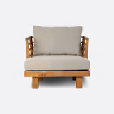 Canapé d'extérieur STRAUSS 1 place en bois de teck recyclé et oléfine 86 x 84 x 67 cm en revêtement naturel
