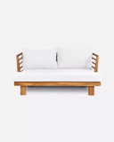 Canapé d'extérieur STRAUSS 2 places en bois de teck recyclé et oléfine 130 x 84 x 67 cm en revêtement blanc