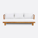 Sofá de exterior STRAUSS 3 plazas de madera de teca reciclada y olefina 214 x 84 x 67 cm en tapizado blanco