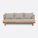 Sofá de exterior STRAUSS 3 plazas de madera de teca reciclada y olefina 214 x 84 x 67 cm en tapizado natural