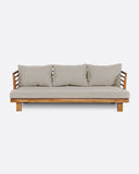 Sofá de exterior STRAUSS 3 plazas de madera de teca reciclada y olefina 214 x 84 x 67 cm en tapizado natural