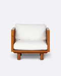 Sofá de exterior TOPRAK 1 plaza de madera de teca y olefina reciclada 84 x 82 x 77 cm en tapizado blanco