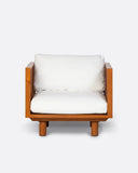 Sofá de exterior TOPRAK 1 plaza de madera de teca y olefina reciclada 84 x 82 x 77 cm en tapizado blanco