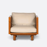 Canapé d'extérieur TOPRAK 1 place en bois de teck et oléfine recyclée 84 x 82 x 77 cm en revêtement naturel