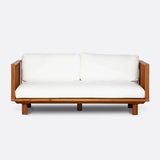 Sofá de exterior TOPRAK 2 plazas de madera de teca y olefina reciclada 180 x 82 x 77 cm en tapizado blanco