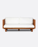 Sofá de exterior TOPRAK 2 plazas de madera de teca y olefina reciclada 180 x 82 x 77 cm en tapizado blanco