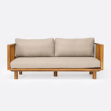Sofá de exterior TOPRAK 2 plazas de madera de teca y olefina reciclada 180 x 82 x 77 cm en tapizado natural