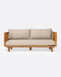 Sofá de exterior TOPRAK 2 plazas de madera de teca y olefina reciclada 180 x 82 x 77 cm en tapizado natural
