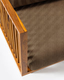 Sofá de exterior TOPRAK 3 plazas en teca natural y olefina, 260 x 82 x 77 cm, con tapizado color arena (Sand)