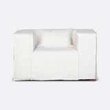 Canapé STROZZI 1 place avec housse en lin 120 x 95 x 65 cm en couleur blanche
