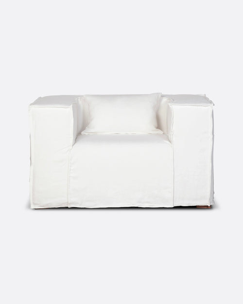 Canapé STROZZI 1 place avec housse en lin 120 x 95 x 65 cm en couleur blanche