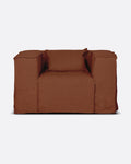 Canapé STROZZI 1 place avec housse en lin 120 x 95 x 65 cm en couleur terre cuite